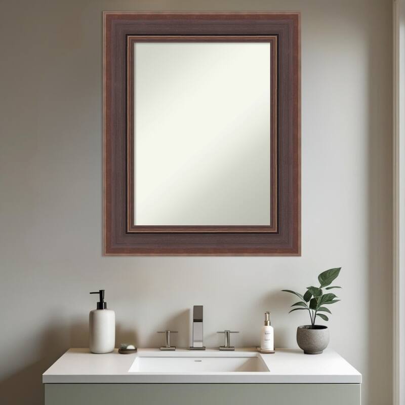 Moab Brown Bronze Non-Beveled Framed Bathroom Vanity Wall Mirror - Moab Brown Bronze