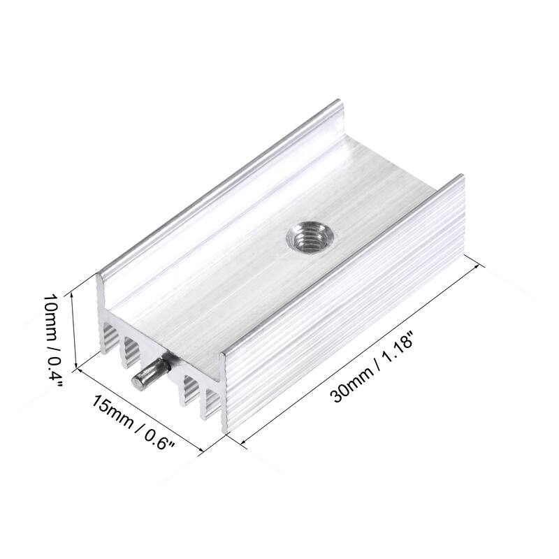 25x15x10mm TO-220 Aluminum Heatsink for MOSFET Transistor Diode with a Pin 20pcs - Silver Tone