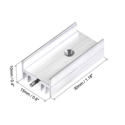 25x15x10mm TO-220 Aluminum Heatsink for MOSFET Transistor Diode with a Pin 20pcs - Silver Tone