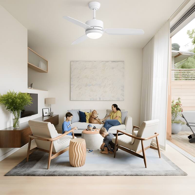 Sofucor 46 Inch Ceiling Fans with Light,Small Indoor/Outdoor,Remote Control,3 ABS Blades