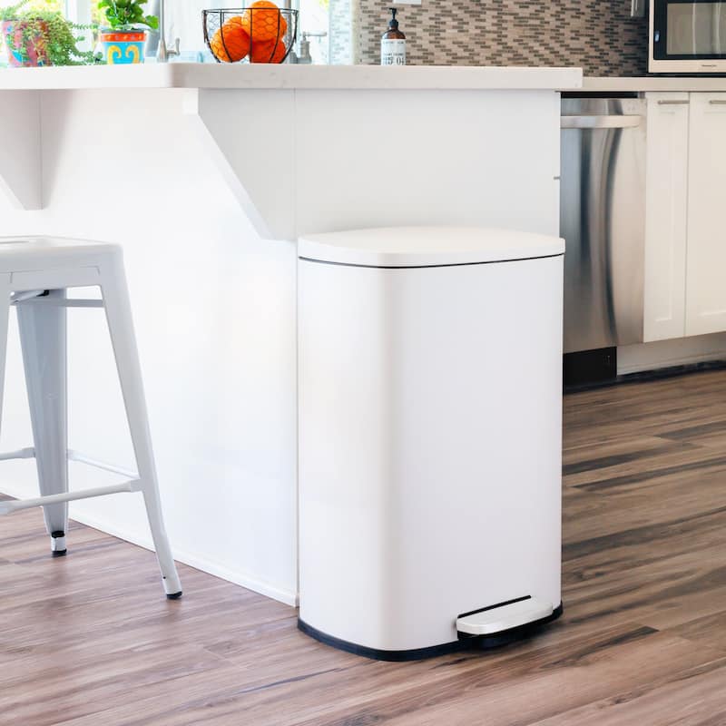 Qualiazero 13.2 Gallon + 3.2 Gallon Rectangular Step Can Combo - Matte White