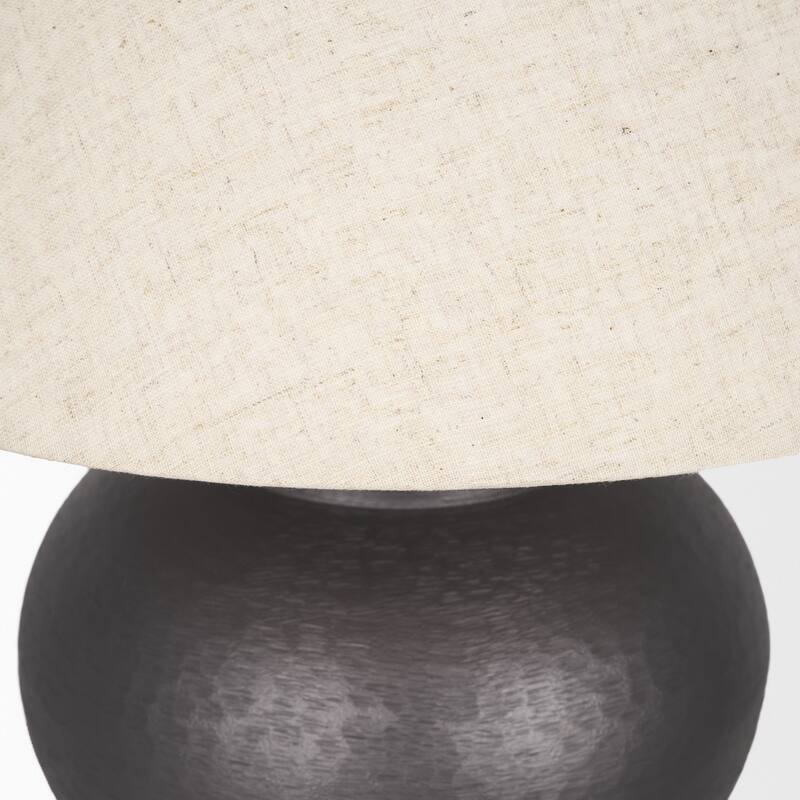 Salaah Black Brushed Metal w/ Beige Shade Table Lamp - 19.5L x 19.5W x 26.0H
