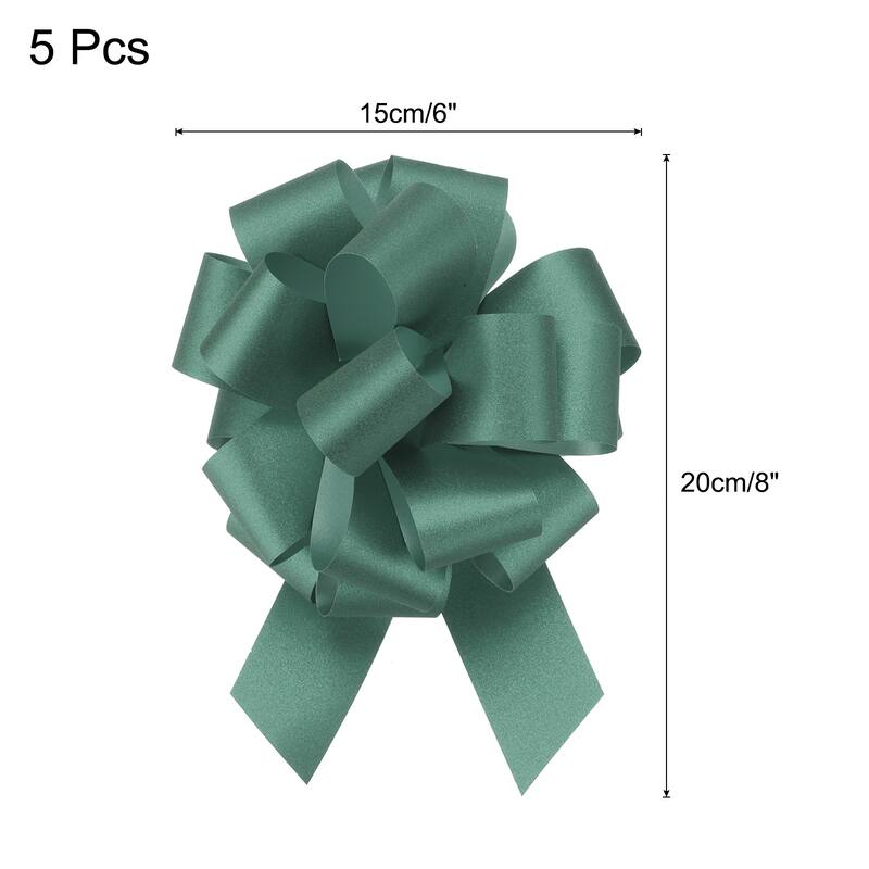 5pcs 7 Inch Large Pull Bow Gift Wrapping Big Pull Bows Ribbon - Green - 6 Inch
