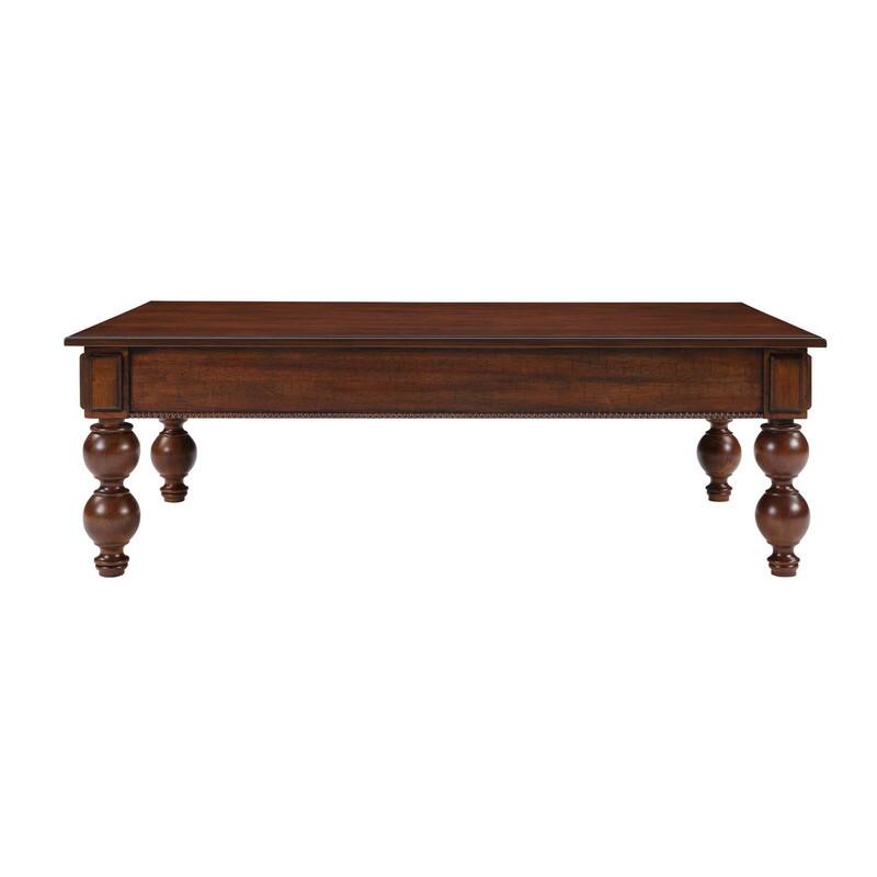Rectangular 47" Wooden Coffee Table with Storage Drawer, Vintage Cocktail Table with Solid Wood Legs for Living Room Elegance