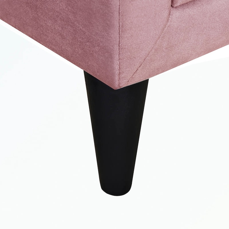 2 Drawers Brushed Linen Fabric Nightstand with Tapered Shape Legs