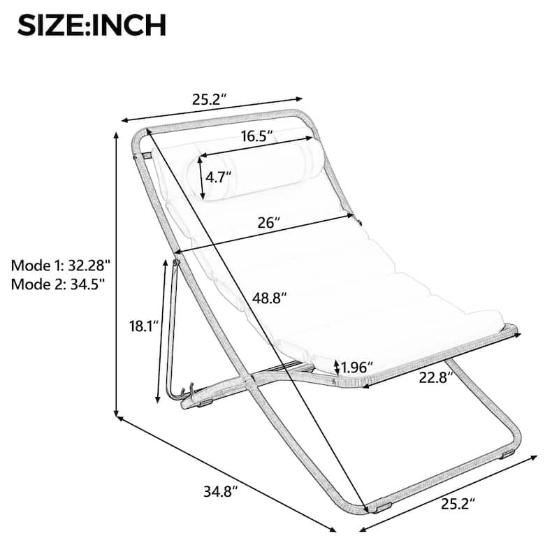 2-Piece Rattan-Wrapped Metal Frame Folding Outdoor Lounge Chair Set by Leisure Zone