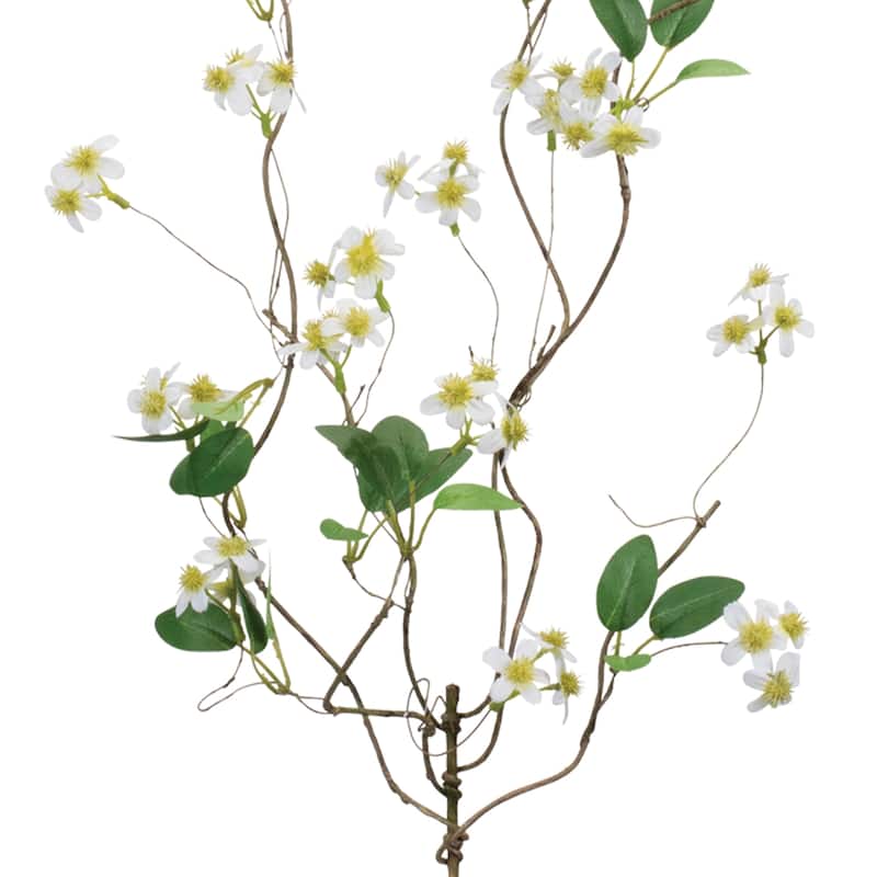 Mini Floral Twig Branch (Set of 6) - White, Green