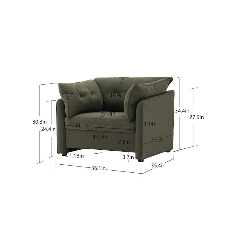Modern Style Chenille Oversized Armchair Accent Chair Single Sofa Lounge Chair for Living Room, Bedroom