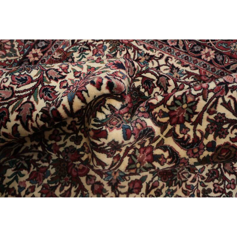 Hand Knotted Oriental 100% Wool Carpet Traditional All-Over Beige & Ivories Bidjar Area Rug - 13' 5'' X 9' 10''