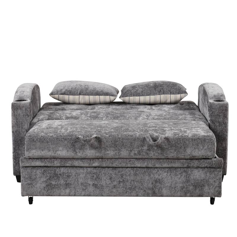 Versatile 3-in-1 Pull Out Sofa Bed with Adjustable Backrest, Loveseat Couch Bed Sofa Bed with Reclining Back