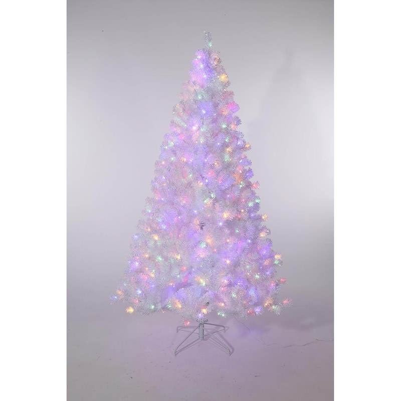 4.5 FT White Christmas Tree with 150 Led Lights 288 Branch Tips & Sturdy Metal Stand - 7.5 Foot