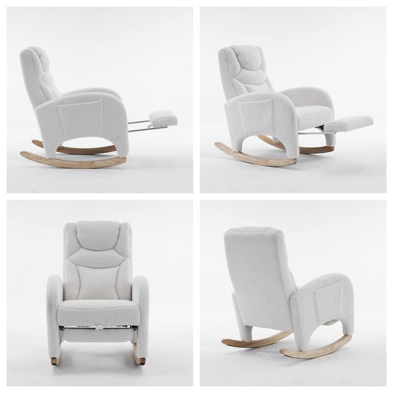 Ergonomic Fabric Nursery Rocking Chair With Adjustable Footrest