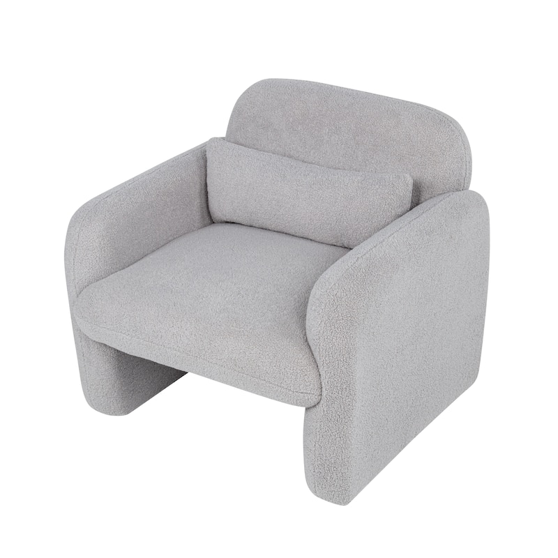 Teddy Fleece Accent Chair with Pillow for Living Room/Bedroom (350lb Capacity)