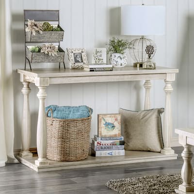 Tost Traditional White 53-inch Solid Wood 1-Shelf Sofa Table by Furniture of America