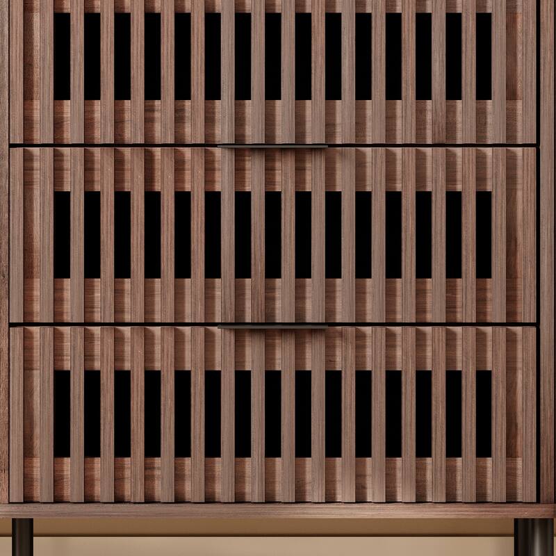 WAMPAT Fluted 6 Drawers Dresser,63" Wide Chest of Drawer