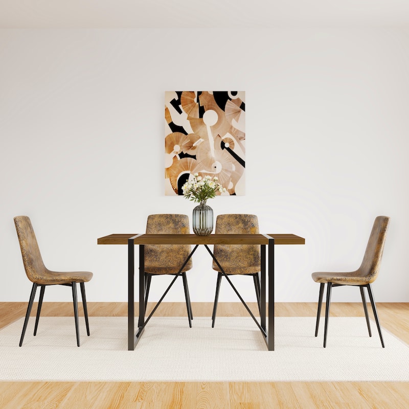 55"Rustic Industrial Rectangular Dining Table For 6 Person
