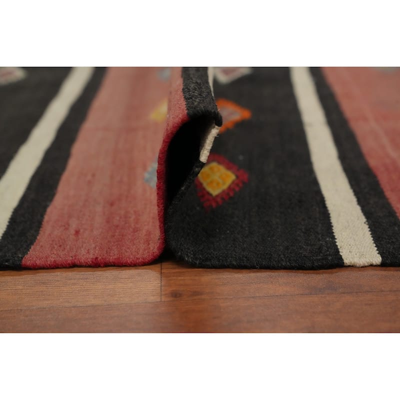 Hand Woven Oriental 100% Wool Carpet Southwestern Tribal Multi-Colored Kilim Area Rug - 7' 11'' X 5' 5''