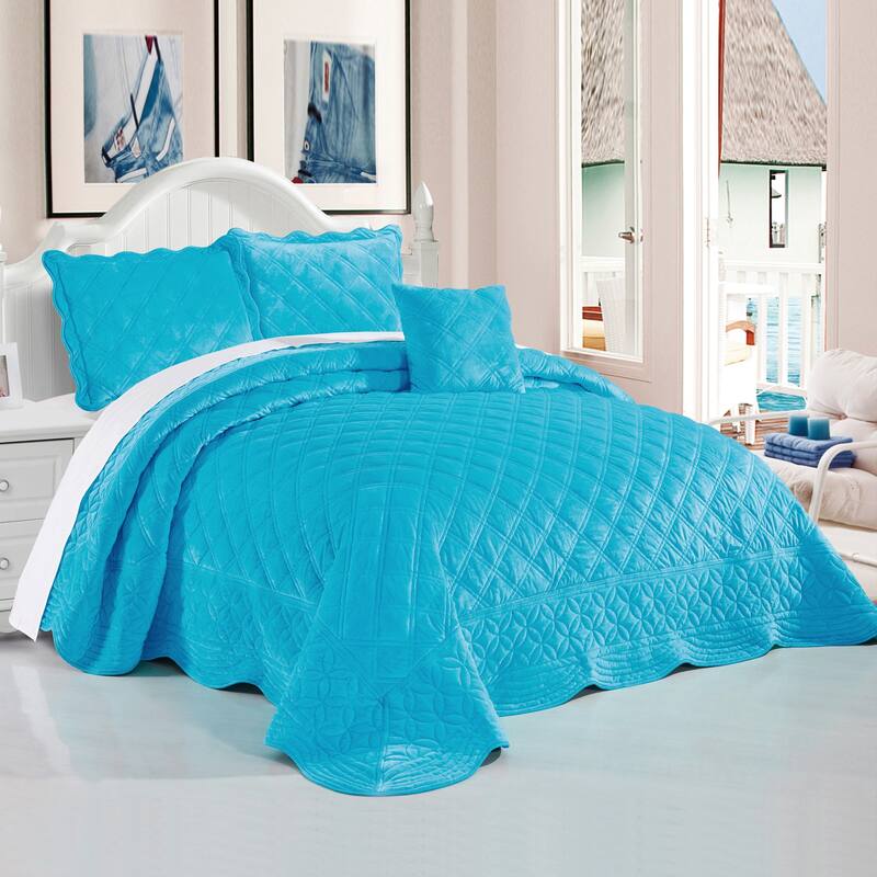 Serenta Supersoft Microplush Quilted 4 Pieces Bedspread Coverlet Set