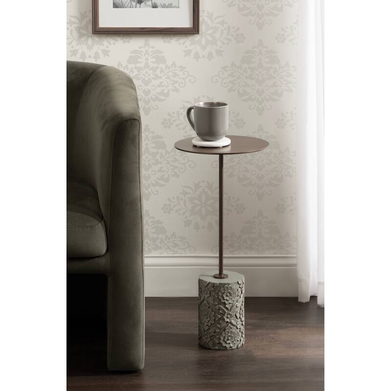 Kate and Laurel Joya Carved Wood and Metal Drink Table