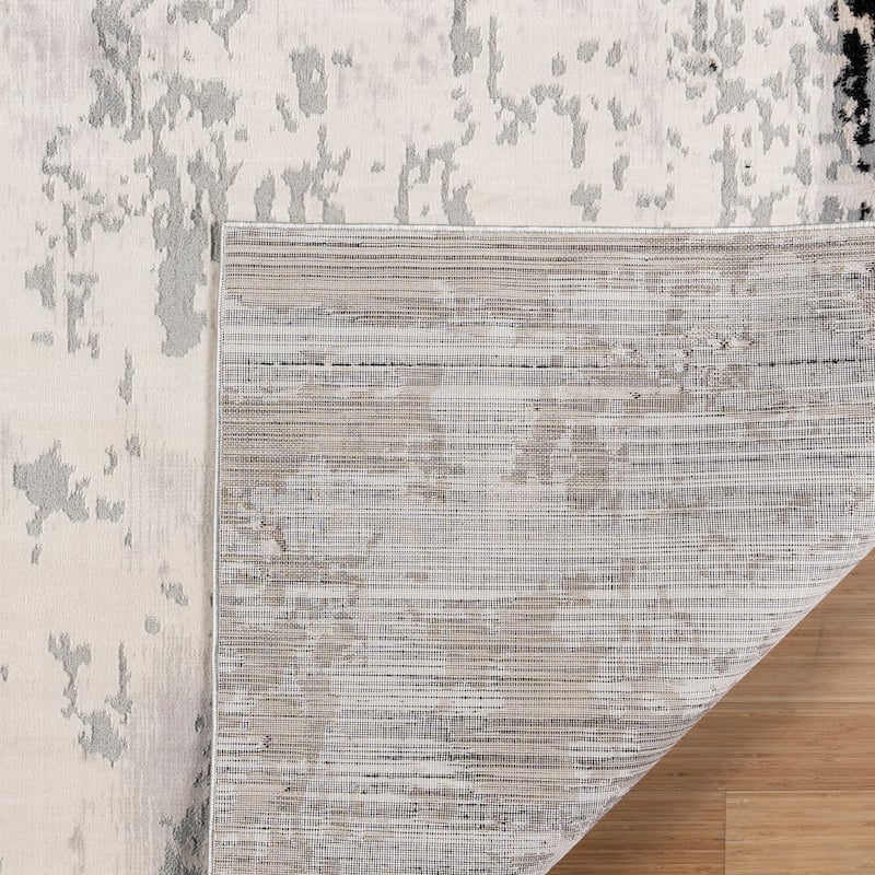 Gertmenian Arlo High Low Transitional Modern Gray Ivory Black Indoor Area Rug Collection