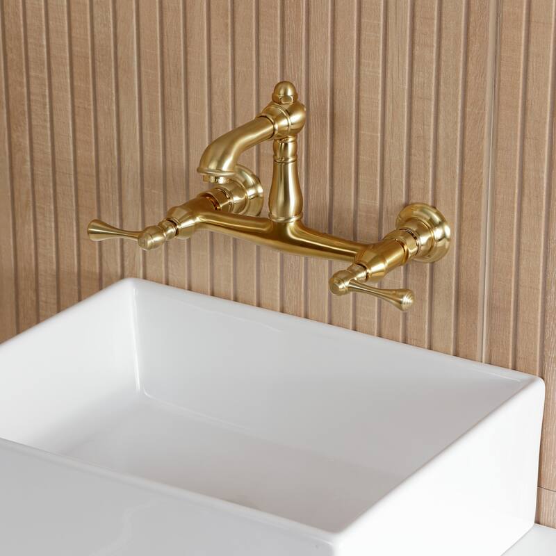 Kingston Brass English Country Two-Handle 2-Hole Wall Mount Bathroom Faucet
