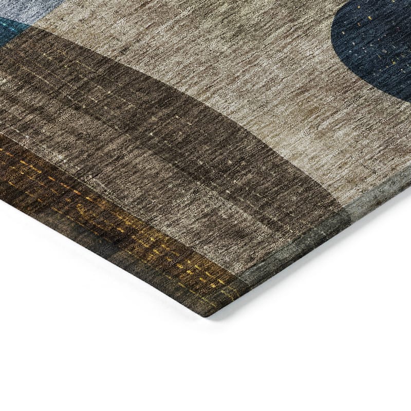 Machine Washable Indoor/ Outdoor Abstract Modern Chantille Rug