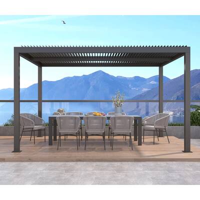 PURPLE LEAF Louvered Pergola Outdoor Aluminum Pergola with Adjustable Roof