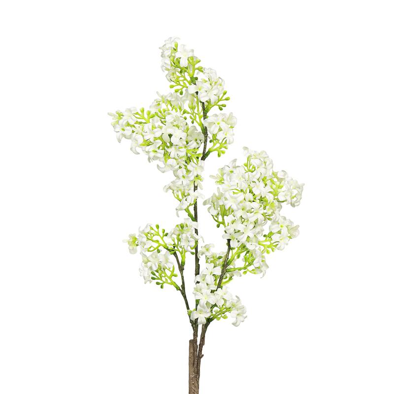 Set of 2 White Artificial Lilac Flower Stem Spray 27in - 27" L x 6" W x 4" DP