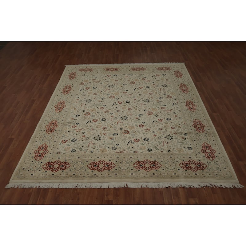 Hand Knotted Oriental 100% Wool Carpet Traditional All-Over Beige & Ivories Ziegler Area Rug - 10' 4'' X 8' 1''