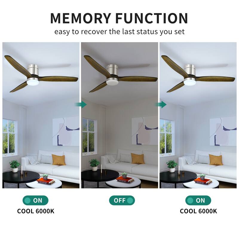 52 inch 6-Speed LED Smart Ceiling Fan with Remote Control and Light Kit Included