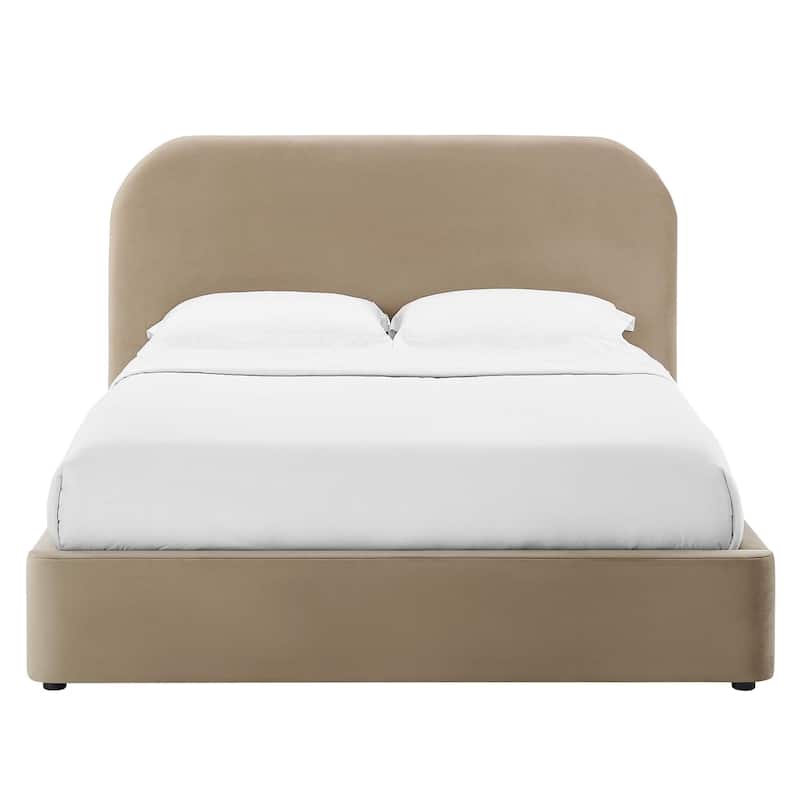 Keynote Performance Velvet Curved Queen Platform Bed
