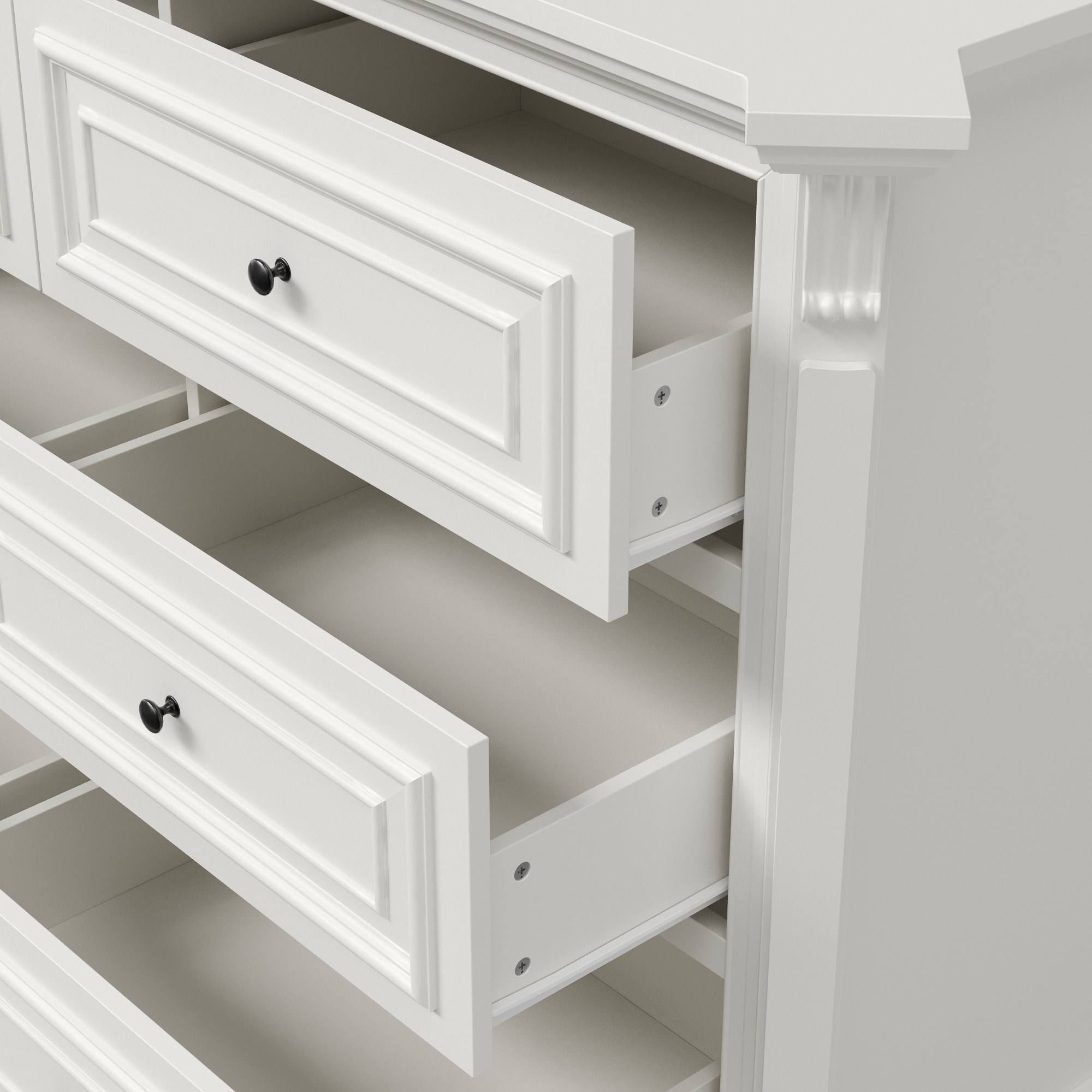 white dresser black hardware Modern Finish 1Pc Of 6X Drawers Wooden Bedroom Furniture White Bedroom Modern,Rustic Wood running drawers 55.1-Inch Wide 6-Drawer Dresser, Traditional