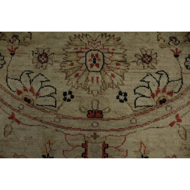 Hand Knotted Oriental 100% Wool Carpet Traditional Floral Beige & Ivories Peshawar Area Rug - 5' 3'' X 5' 3''