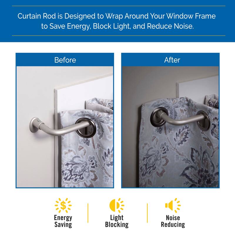 Kenney 5/8 Inch Diameter Blackout Wrap Around Adjustable Length Curtain Rod