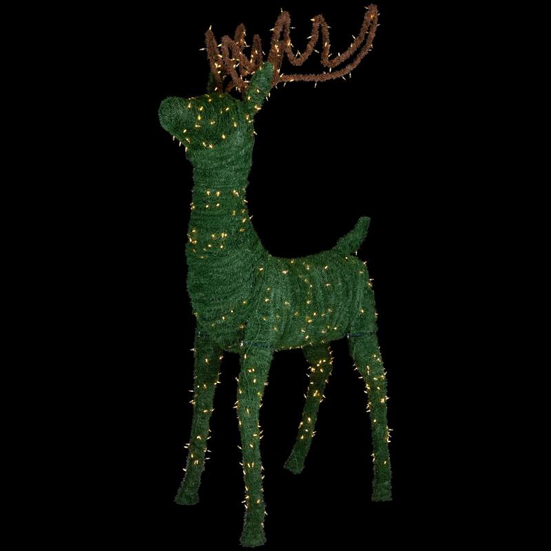 Lighted Standing Topiary Reindeer Christmas Decor 6.5' White LED - Green
