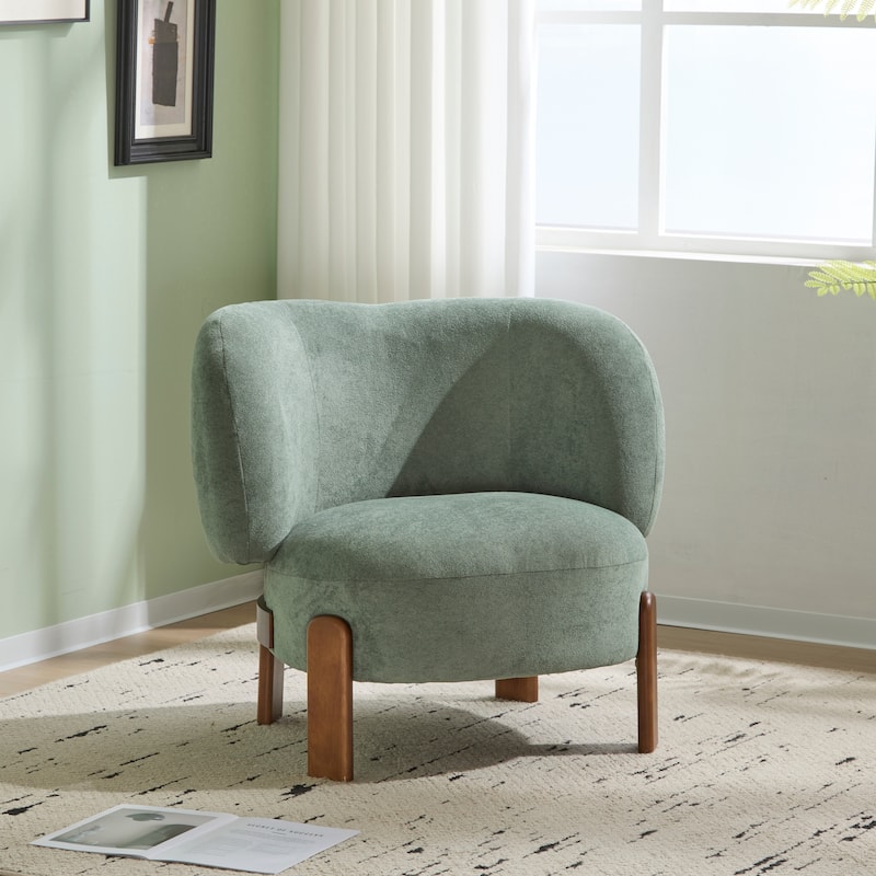 Roomfitters Modern Wingback Armchair with Curved Backrest, Upholstered Accent Seating for Living Room Comfort - Green