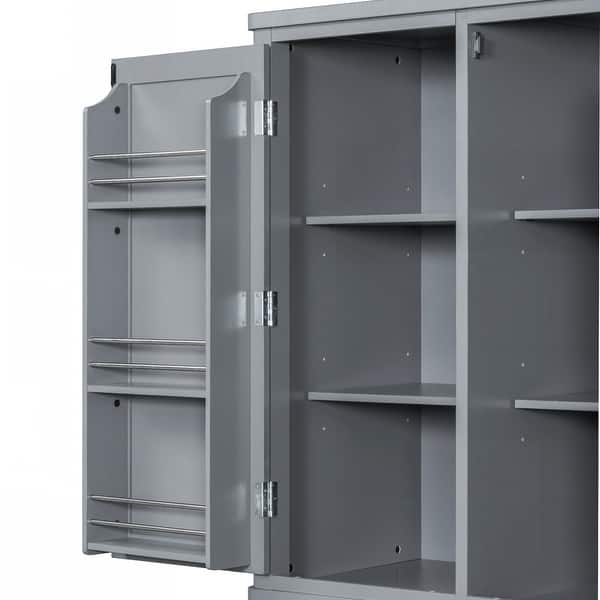 slide 2 of 38, reestanding Kitchen Pantry Cupboard Storage Cabinet with Door Shelves Gray