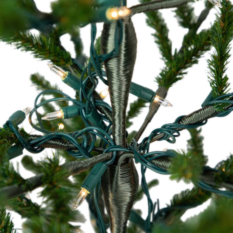 Alpine Coral Artificial Christmas Tree with Metal Base - 3' - Clear Lights - 3 Foot