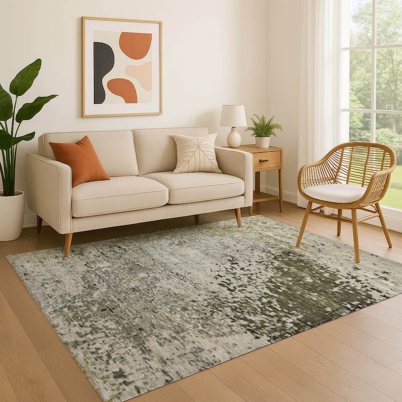 Premium Washable Super Soft Abstract Solid Mayfield Rug - Graphite - 10' x 14'
