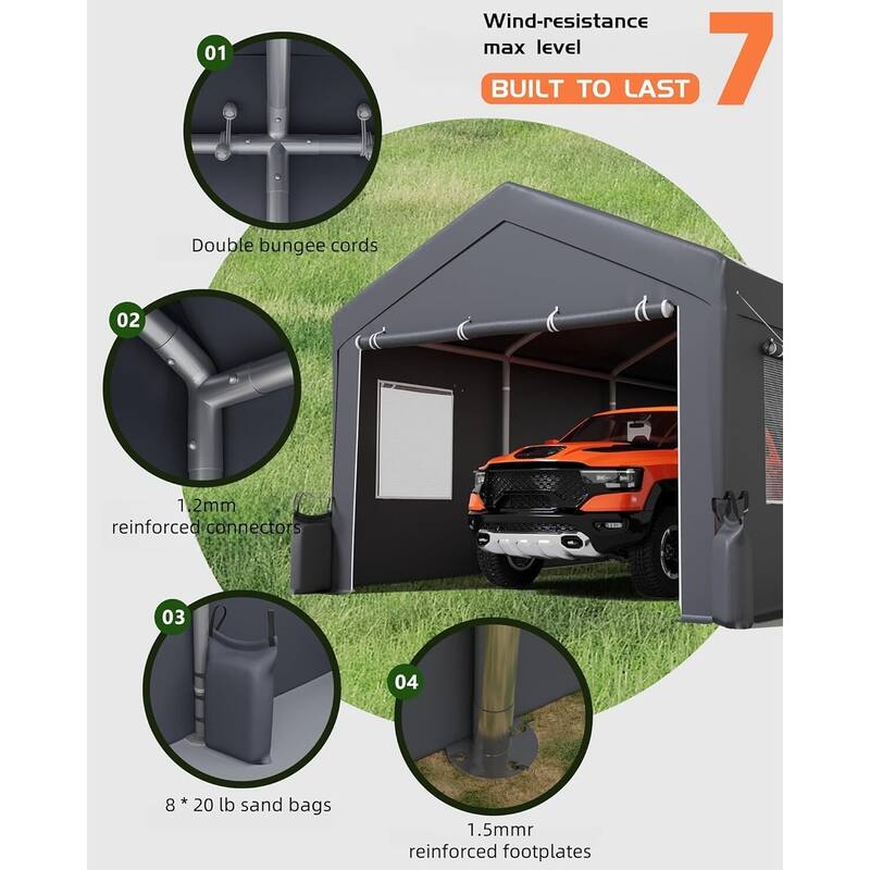 13'x20' Extra Large Heavy Duty Carport Portable Garage Shelter for Car, Truck, SUV - 13X20 Ft