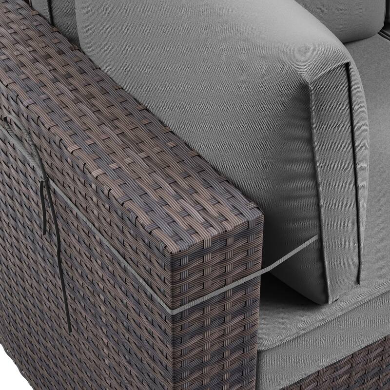 7-Piece Patio Furniture Set, Wicker Outdoor Seatings Conversation Sofa with Side Table - 7-Pieces