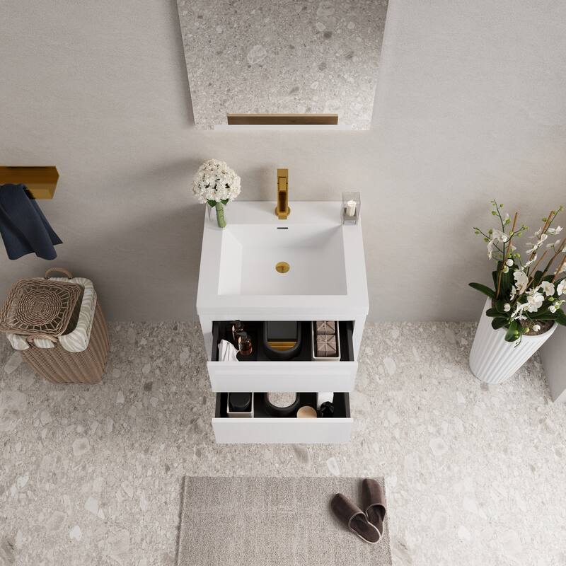 Wall-Mounted Bathroom Vanity with Stone Resin Top