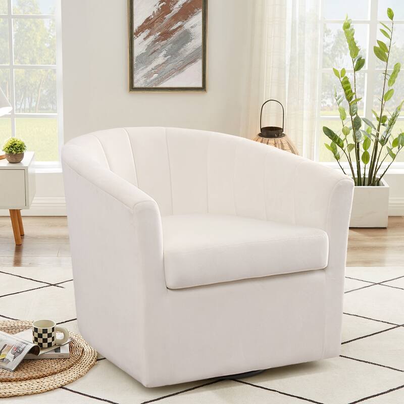 29.5" Wide Adult Contemporary Comfort Plush Solid Color Swivel Bucket Chair with Channel Design - 29.5''*28.5''*27.8''