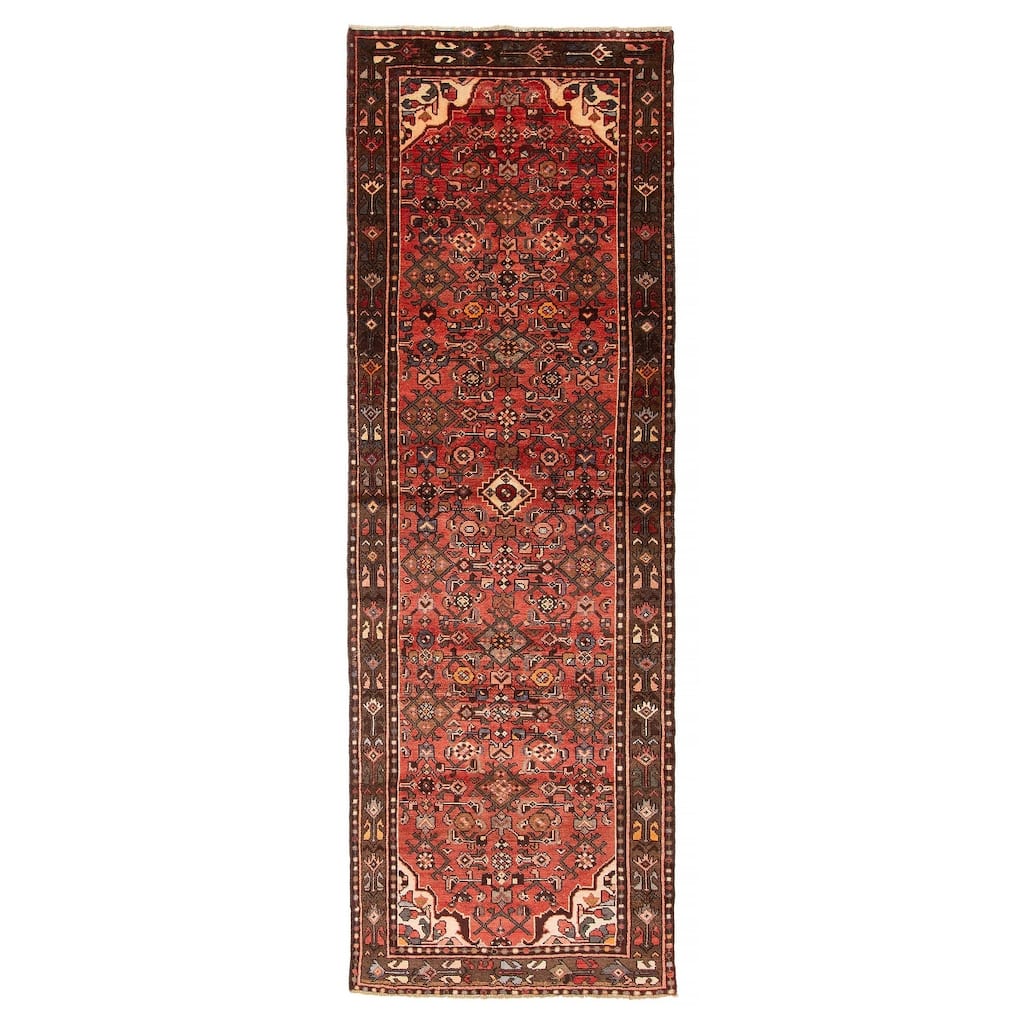 ECARPETGALLERY Hand-knotted Andelz Red Wool Rug - 3' 4" x 9' 10"