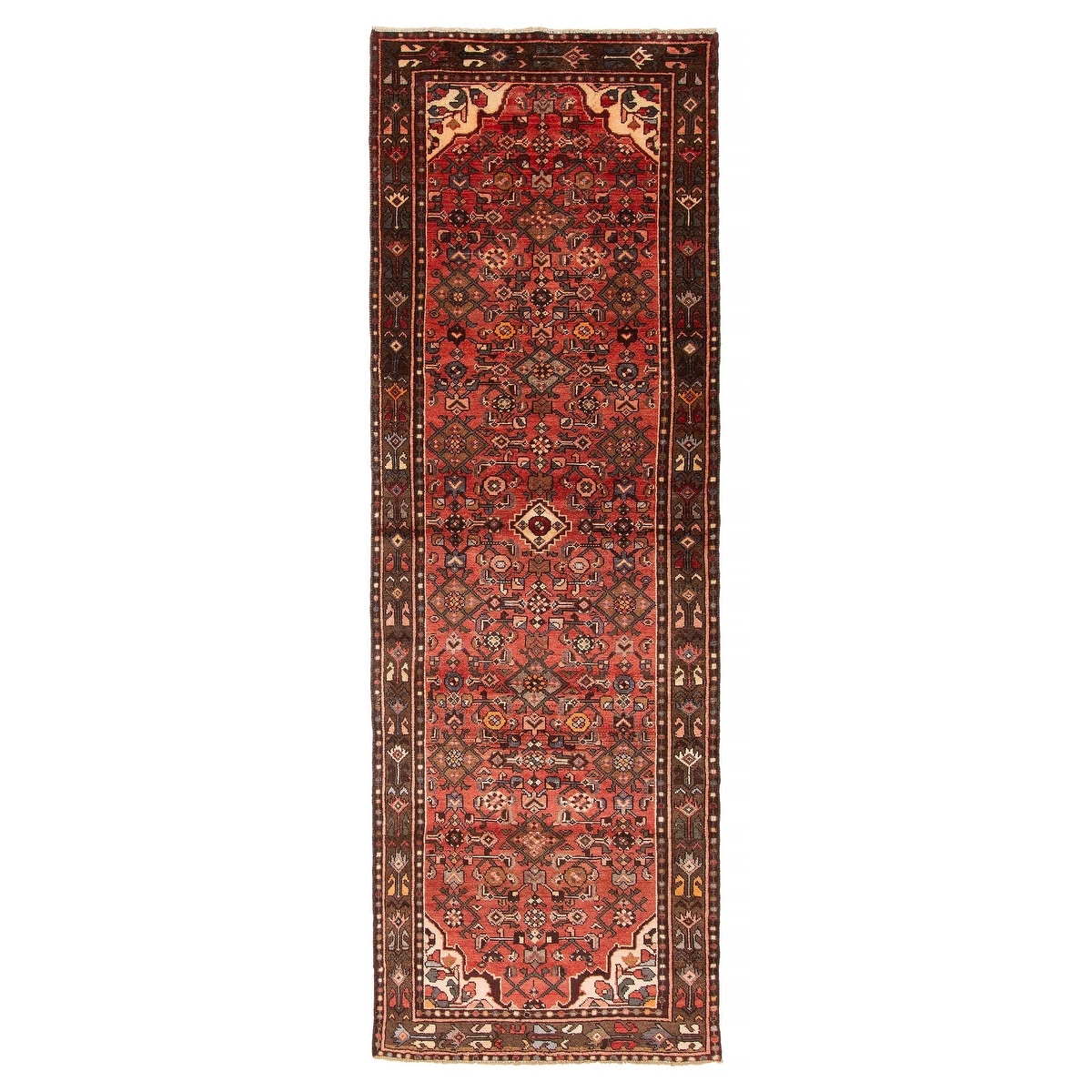 ECARPETGALLERY Hand-knotted Andelz Red Wool Rug - 3' 4" x 9' 10"