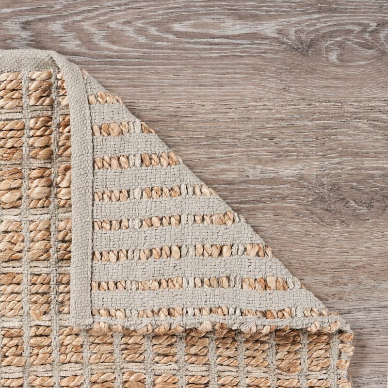 Sevita Organic Jute Grid Area Rug, Natural and Gray - 5' x 7'9"