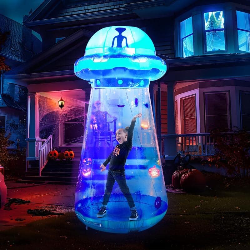 9 FT Halloween Inflatable UFO Yard Decoration