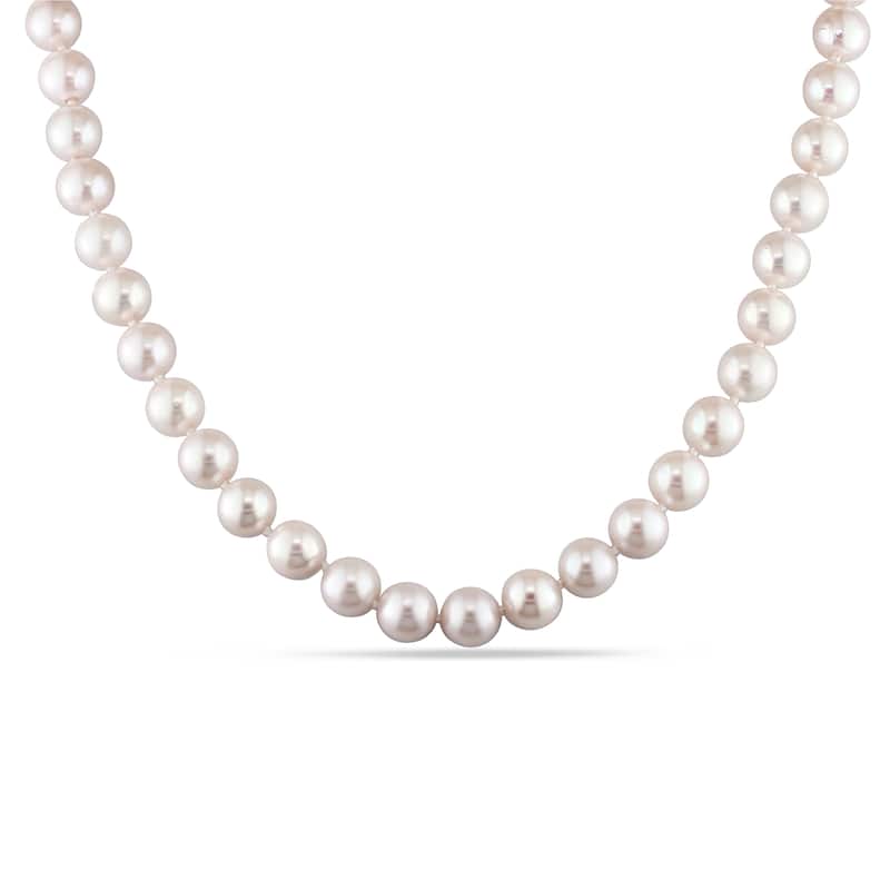 Miadora 14k Yellow Gold White Freshwater Cultured Pearl Strand Necklace (7-7.5mm) - 7.5 mm x 18 inch x 7.5 mm