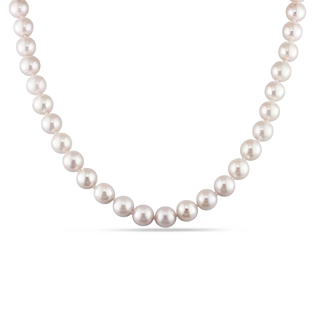 Miadora 14k Yellow Gold White Freshwater Cultured Pearl Strand Necklace (7-7.5mm) - 7.5 mm x 18 inch x 7.5 mm