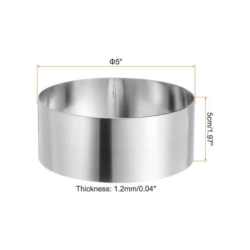 2PCS Round Cake Ring Stainless Steel Pastry Mousse Dessert Ring - 5 x 2 Inch